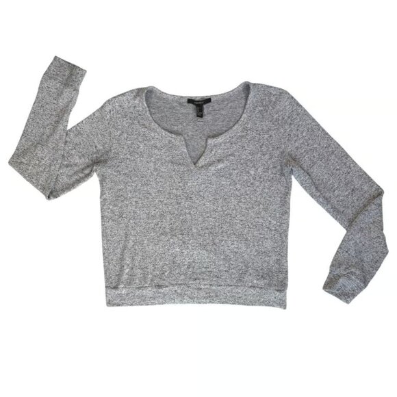 Sweaters - Forever 21 Womens Lightweight Gray Sweater Medium V Notch Neck Cozy Casual Comfy